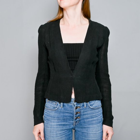 ISABEL MARANT Black Linen Fitted Blazer Sz 1 - Picture 7 of 8